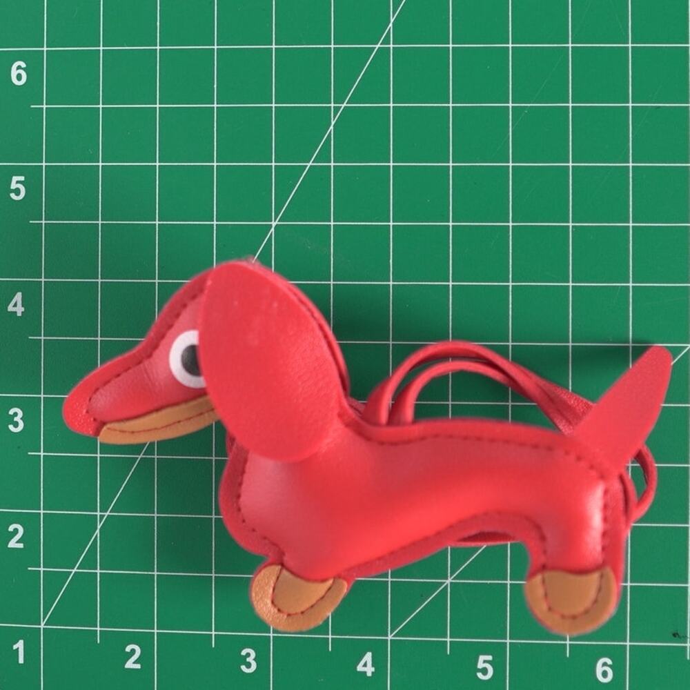 Dachshund Bag Charm Keychain Faux Leather Dog Mom Y2K Cottagecore Red NWT - Picture 6 of 11